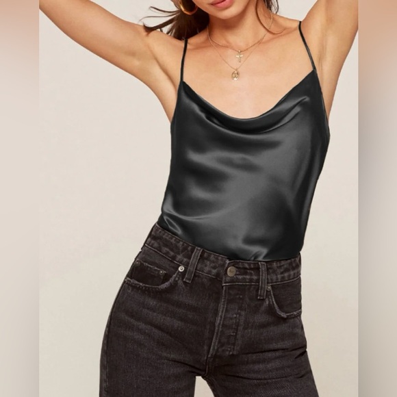 Commense Tops - Women;s Leisure Cowl Neck Satin Cami Top
